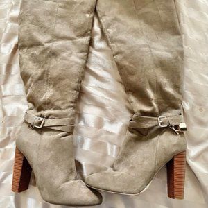 Suede Taupe Knee High Boots